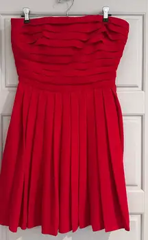 Rachel Roy RSVP Lipstick Red‎ Pleated Strapless Mini Dress Size 8