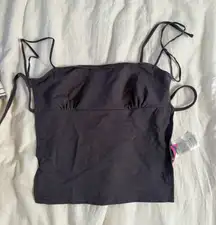 grey open back tie tank top