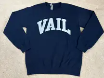 Gildan Vail Colorado Graphic Letters Navy Blue White Crewneck Sweatshirt Size S