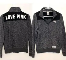 PINK - Victoria's Secret PINK VS VICTORIA'S SECRET Perfect Quarter 1/4 Zip Black White Colorblock Logo XS