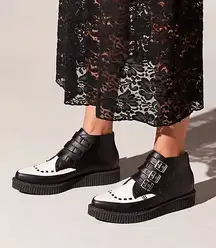 TUK 3 buckle pointed creeper boots black and white unisex sz 9W 7M NWOT
