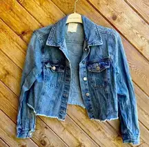 Tgla cropped denim jean jacket size small