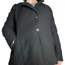 Banana Republic Italian Wool Blend Black Coat Large Classic Winter Warm Timeless