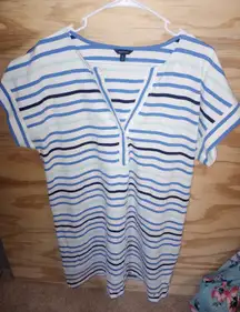 Women's Nautica Dress Beach Striped Vneck Casual Coastal Resort XL