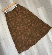 Lauren Ralph Lauren Skirt vintage floral midi womens Brown size 4 boho romantic