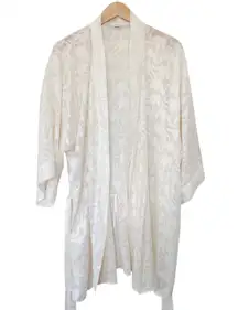 Vintage Morgan Taylor White Embossed Robe & Slip Dress Sz M/L