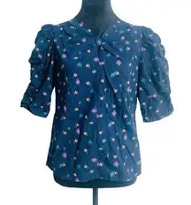 Rebecca Taylor Size 4  Top Blouse Floral Short Sleeve Career Classy Work Attire