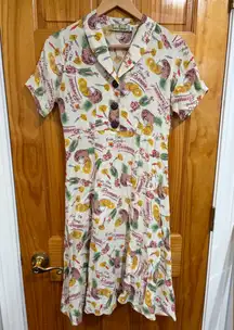 Loco Lindo Hawaiian Dress XS Pineapple Print Aloha Tiki Retro Rockabilly USA