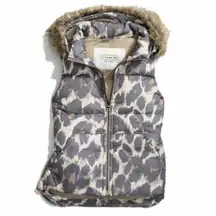 NWOT Coach Hooded Animal Print Down Puffer Vest with Removable Faux Fur