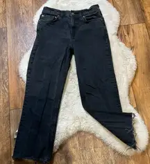 ASOS Design‎ Crop Raw Hem Black Denim Jeans Size 28 Hi Rise