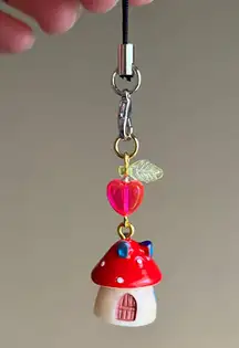 Kawaii y2k retro fairy cottage style miniature mushroom house phone charm/strap/bag charm/decor🍄💕