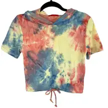 Roma Concept Cropped Tie Dye Hooded Top