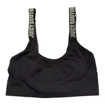 Juicy Couture Sports‎ Bra Medium Black Gold Studded Logo Straps Activewear
