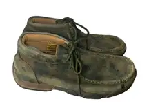 Twisted X Camo Print Leather Upper Lace Up Chukka Driving Moc WDM0014 Sz 6.5M