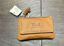 Fossil  Women’s Brown Leather Card Wallet Keychain New