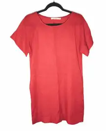 Ellison Womens Size S T-Shirt Dress Bright Coral Pockets Shift Linen Blend