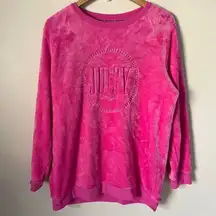 Vintage 00s Y2K Juicy Couture Loungewear Fleece Pullover Sweatshirt Pink Size L