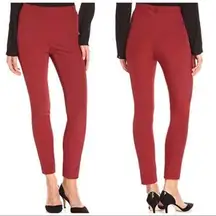 THEORY Navalane Becker Red Pull On Zipper Back Elastic Waist Pant High Waist 4
