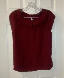 ModCloth Maroon Peter Pan Collar Short Sleeve Blouse M