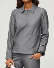 Figs Nala Graphite‎ Gray Women’s Long Sleeve ScrubPolo Medium