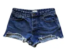 Women's Free People Blue Jean Shorts Distressed High-Waisted Beach Mini Size 30
