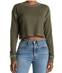 #10 NWT Nordstrom Abound Green Thermal Long Sleeve Crop Top