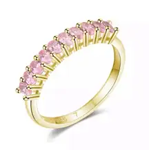 SIZE 7 18kt Gold Plated 925  Stackable Dazzling Pink Cubic Zirconia Ring
