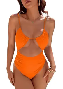 Blooming Jelly Women's MEDIUM Orange One Piece Swimsuit Tummy Control NEW!