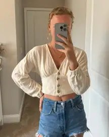 Madewell Cropped Cream Top