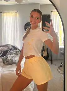 Yellow Coastal Cropped T and Shorts Set