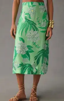 Satin Slip A-Line Midi Skirt, Size S