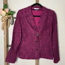 Cabi Womens Purple Lace Blazer Jacket Size 6 Button Front Style 128