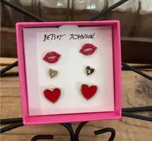 BETSEY JOHNSON VALENTINES SET OF 3 EARRINGS