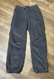 Hollister Pants Womens Small Gray Parachute Baggy Adjustable Rise Corduroy NEW