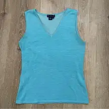 Magaschoni Blue Silk Tank V-Neck Tank top, sleeveless, size small