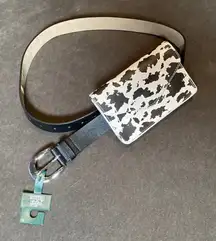Women’s Black Belt with attached Black & White Bag Size XL NWT