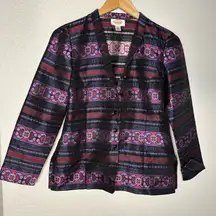 Talbots Silk Blazer Purple Paisley Jacket Button Up Cocktail Party Fall Formal