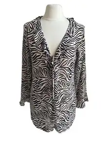 VICTORIA'S SECRET Button Down Shirt Women's Medium Sheer Pink Zebra