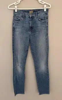 Mother HW Looker Ankle Fray Jumping Off Swings Mid - Rise Skinny Jeans Size 25