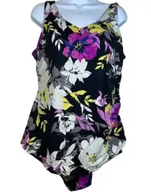 Plus Size Swimsuits For All Beach Belle Black Tropical Floral Swimsuit Dress 22