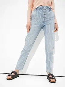 American Eagle Outfitters Mom Jean Blue Indigo Stripe Sz 0 Long