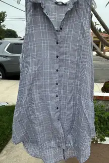 Mlle Gabrielle Blue and White Sleeveless Tie Front Sundress