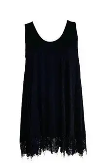 Monoreno Top Dress Black Sleeveless Lace Hem Swing Tunic Mini Dress Small NEW