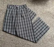 Re:named Wide Leg High Waisted Plaid Work Pants