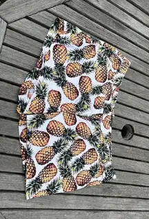 Nicole Miller Chino Pineapple Graphic‎ Print Pocket Shorts Zip Size 16 White