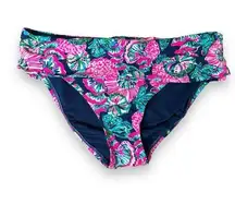 NWT Lilly Pulitzer Lagoon Sarong Hipster Bikini Bottom in Oyster Bay Navy 6 $78