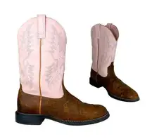 Ariat Womens Heritage Stockman Pink Brown Leather Western Cowgirl Boots Sz 6.5B