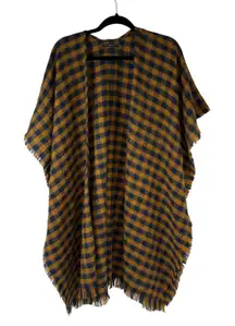 Do Everything in Love Plaid Poncho Wrap Shawl Fringe One Size
