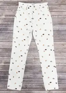 Reformation Off White Cynthia Fruitloops Embroidered Fruit Straight Leg Jeans 26