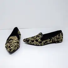 NEW Michele Lopriore Elyse Pointy Loafer Multicolor Brocade Jacquard Flat Shoes
